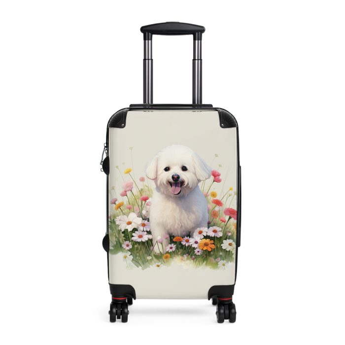 Fluffy Bichon Frise suitcase, a durable and charming travel companion. Crafted with Bichon Frise designs, it's the perfect luggage for Bichon Frise enthusiasts on the go.