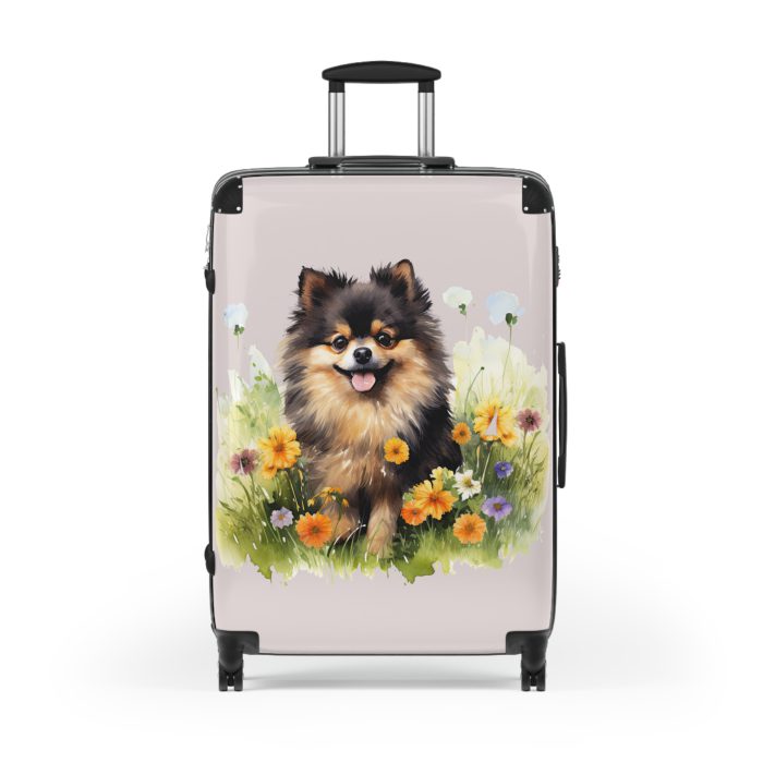 Chic Black Tan Pomeranian suitcase, a durable and fashionable travel companion. Crafted with Black Tan Pomeranian designs, it's the perfect luggage for Pomeranian enthusiasts on the go.