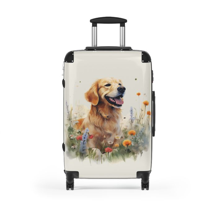 Joyful Golden Retriever suitcase, a durable and delightful travel companion. Crafted with Golden Retriever designs, it's perfect for enthusiasts on the go.