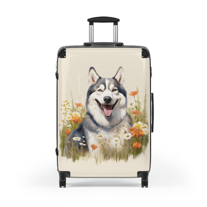 Arctic Husky suitcase, a durable and charming travel companion. Crafted with Husky designs, it's perfect for enthusiasts on the go.