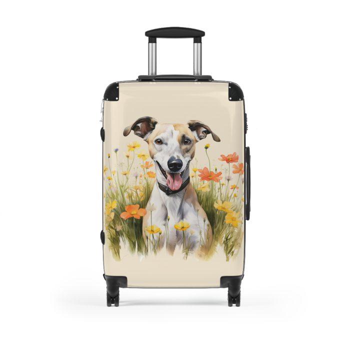 Elegant Whippet suitcase, a durable and graceful travel companion. Crafted with Whippet designs, it's perfect for enthusiasts on the go.