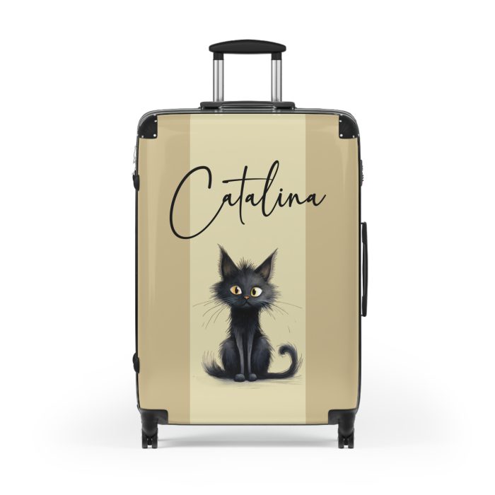 Custom Black Cat Suitcase - A chic and playful travel companion featuring sleek black design and adorable cat illustrations for a whimsical touch.