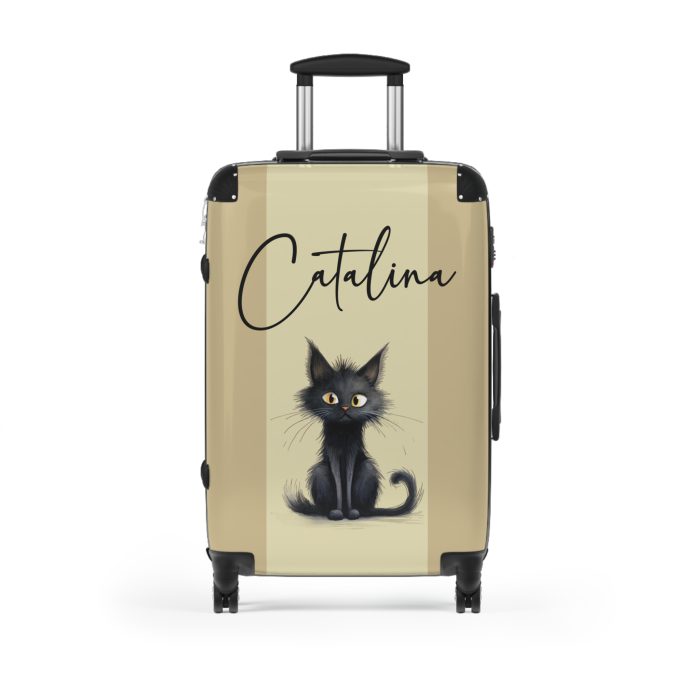 Custom Black Cat Suitcase - A chic and playful travel companion featuring sleek black design and adorable cat illustrations for a whimsical touch.