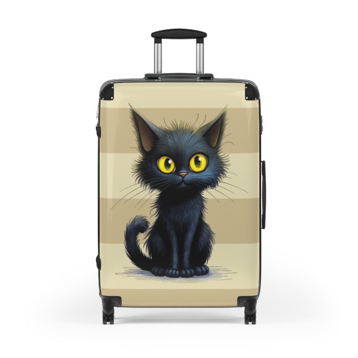 Black Cat Suitcase - A stylish travel companion featuring a sleek black design adorned with charming cat illustrations for a touch of whimsy.