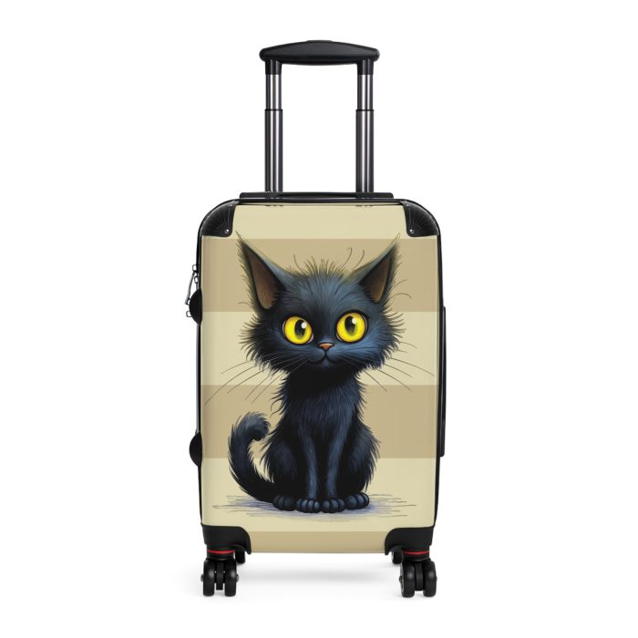 Black Cat Suitcase - A stylish travel companion featuring a sleek black design adorned with charming cat illustrations for a touch of whimsy.