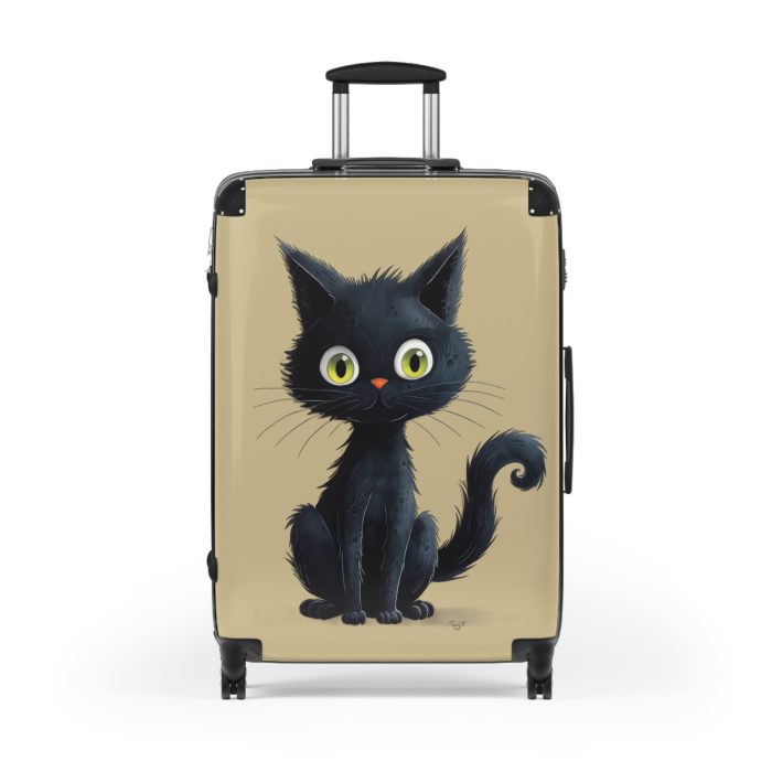 Black Cat Suitcase - A stylish travel companion featuring a sleek black design adorned with charming cat illustrations for a touch of whimsy.