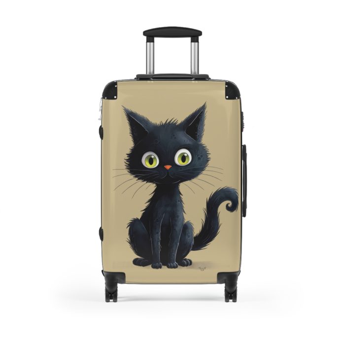 Black Cat Suitcase - A stylish travel companion featuring a sleek black design adorned with charming cat illustrations for a touch of whimsy.