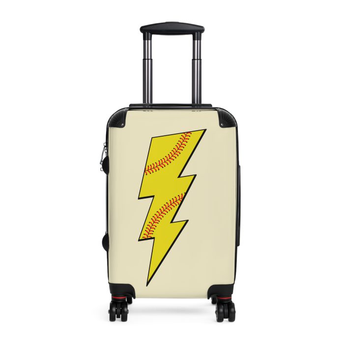 Sporty Lightning Bolt Softball suitcase, a durable and stylish travel companion. Crafted with lightning bolt softball designs, it's perfect for enthusiasts on the go.