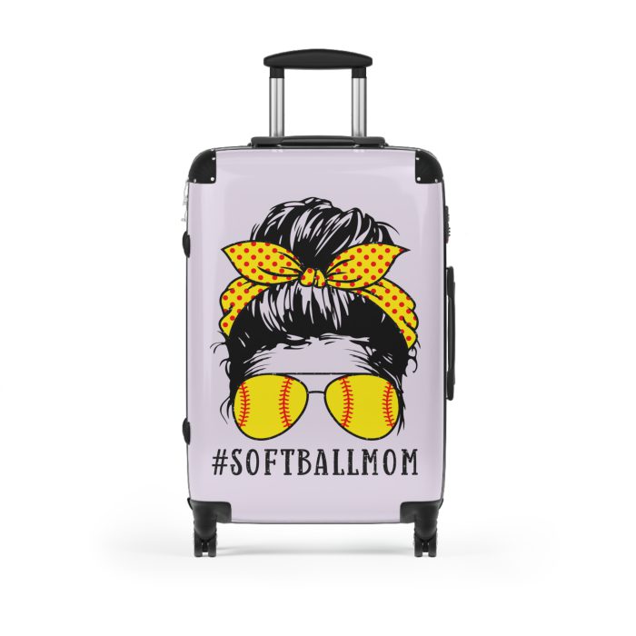 Softball Mom Suitcase - A personalized luggage choice designed for moms who love softball, featuring unique softball-themed accents.