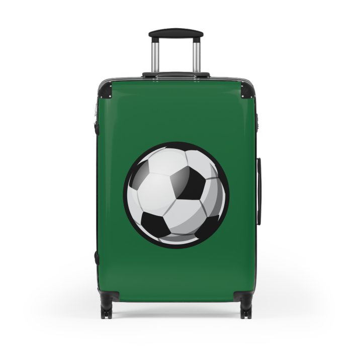 Soccer Suitcase - A luggage adorned with a sporty soccer-themed design, perfect for travelers who want to travel in style with their favorite sport.