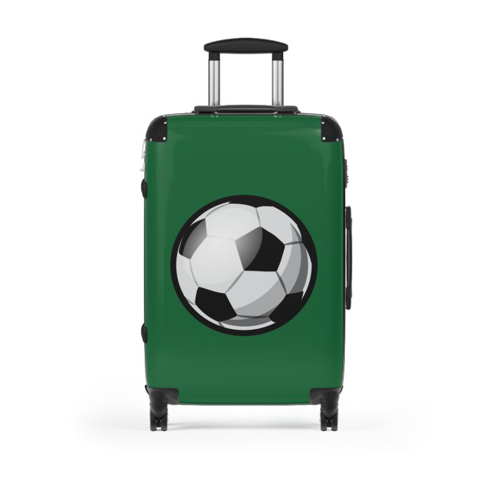 Soccer Suitcase - A luggage adorned with a sporty soccer-themed design, perfect for travelers who want to travel in style with their favorite sport.