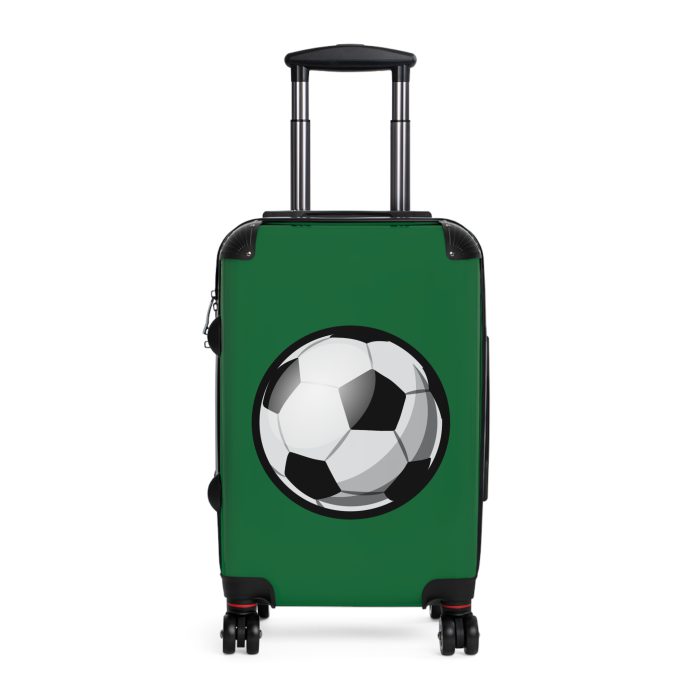 Soccer Suitcase - A luggage adorned with a sporty soccer-themed design, perfect for travelers who want to travel in style with their favorite sport.