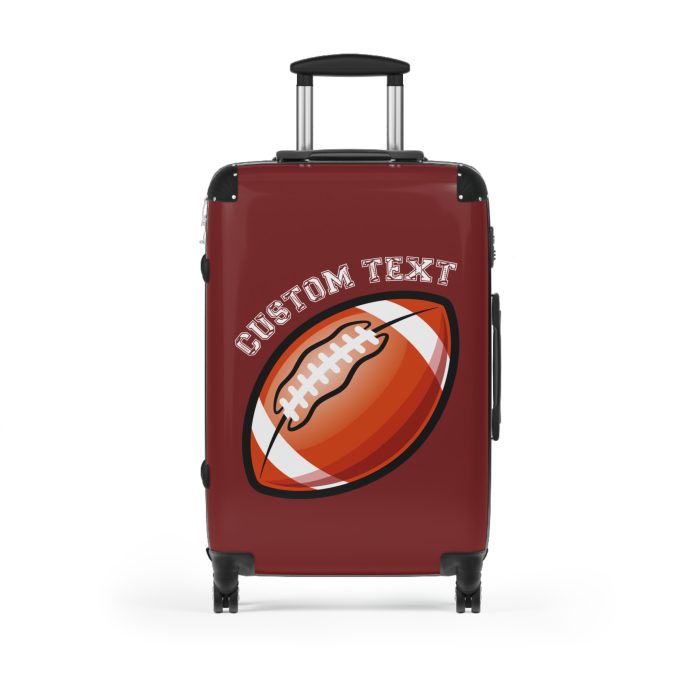 Custom Football Suitcase - A personalized luggage adorned with a custom football-themed design, perfect for sports enthusiasts who want to travel in style with their favorite sport.