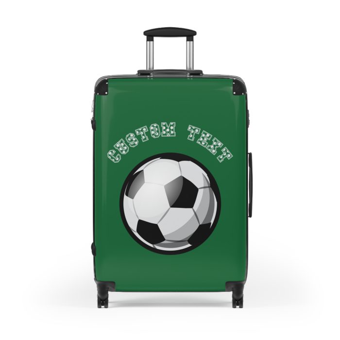 Custom Soccer Suitcase - A personalized luggage adorned with a custom soccer-themed design, perfect for sports enthusiasts who want to travel in style with their favorite sport.