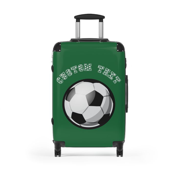 Custom Soccer Suitcase - A personalized luggage adorned with a custom soccer-themed design, perfect for sports enthusiasts who want to travel in style with their favorite sport.