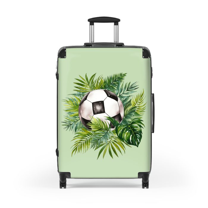 Tropical Soccer suitcase, a durable and stylish travel companion. Crafted with soccer designs, it's perfect for enthusiasts on the go.