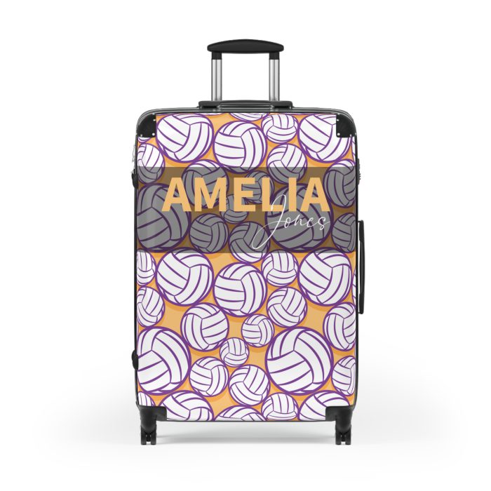 Custom Volleyball Suitcase - A personalized luggage adorned with a custom volleyball-themed design, perfect for sports enthusiasts who want to travel in style with their favorite sport.