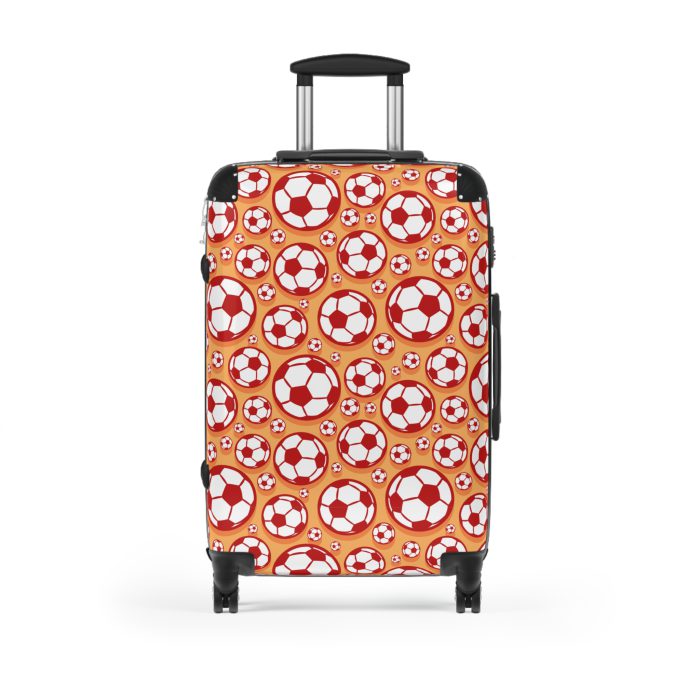 Soccer Suitcase - A luggage adorned with a sporty soccer-themed design, perfect for travelers who want to travel in style with their favorite sport.