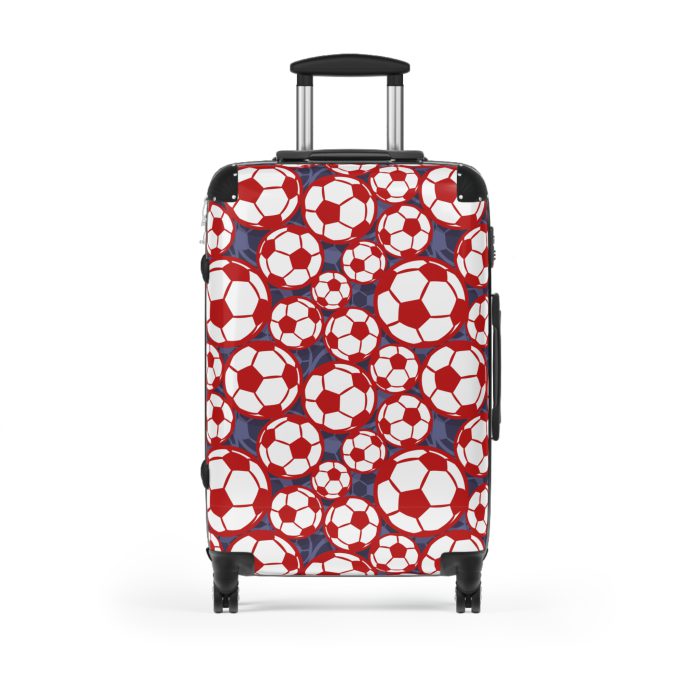 Soccer Suitcase - A luggage adorned with a sporty soccer-themed design, perfect for travelers who want to travel in style with their favorite sport.