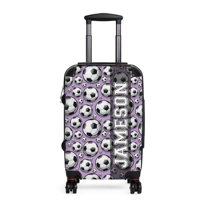 Custom Soccer Suitcase - A personalized luggage adorned with a custom soccer-themed design, perfect for sports enthusiasts who want to travel in style with their favorite sport.