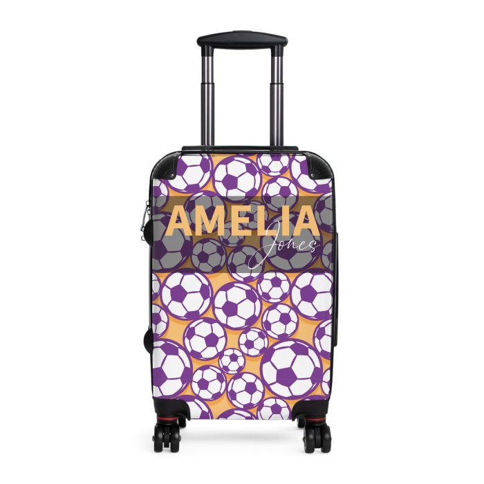 Custom Soccer Suitcase - A personalized luggage adorned with a custom soccer-themed design, perfect for sports enthusiasts who want to travel in style with their favorite sport.