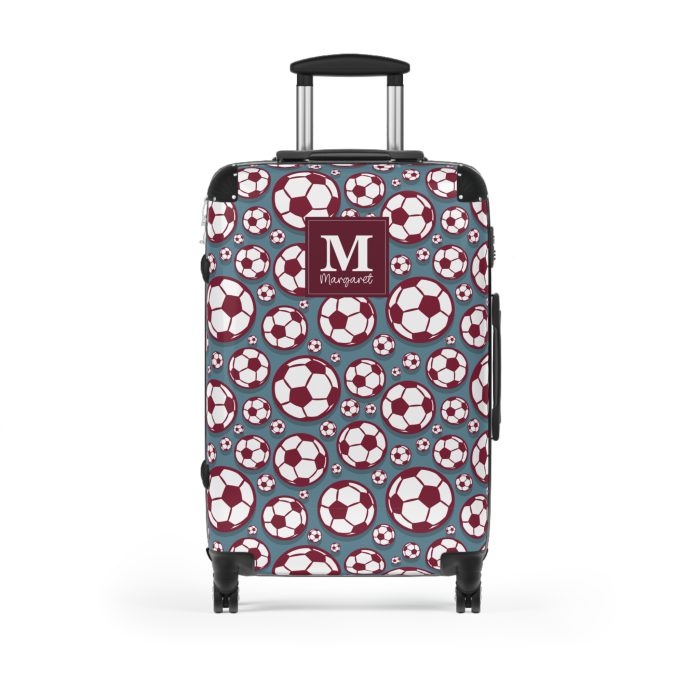 Custom Soccer Suitcase - A personalized luggage adorned with a custom soccer-themed design, perfect for sports enthusiasts who want to travel in style with their favorite sport.