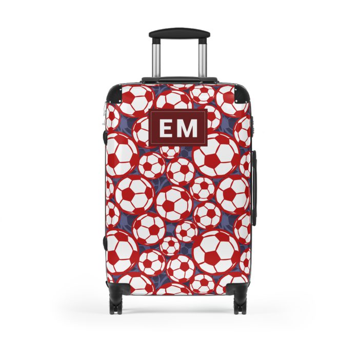 Custom Soccer Suitcase - A personalized luggage adorned with a custom soccer-themed design, perfect for sports enthusiasts who want to travel in style with their favorite sport.