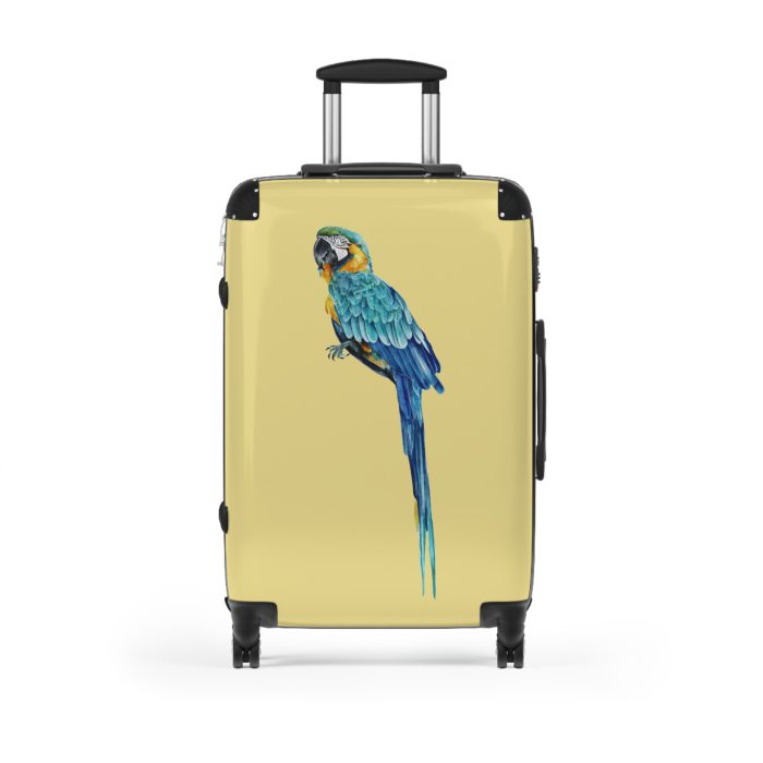 Macaw Suitcase - A vibrant travel gear featuring a tropical bird-inspired design, perfect for those who appreciate exotic and colorful styles on their journeys.