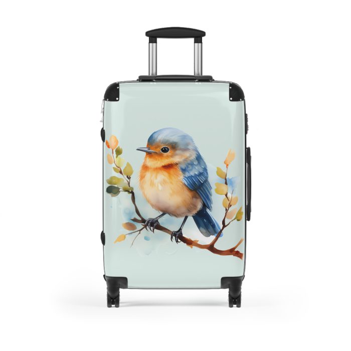 Bluebird Suitcase - A stylish luggage featuring an elegant bluebird design, ideal for travelers who seek sophistication in their journeys.