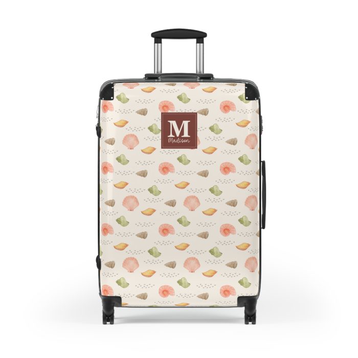 Seashell Custom Suitcase - A personalized and chic travel accessory inspired by the beauty of the ocean.