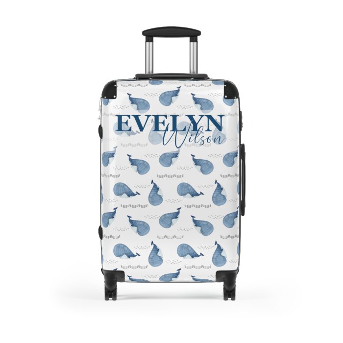 Whale Custom Suitcase - A personalized travel companion featuring charming whale designs.