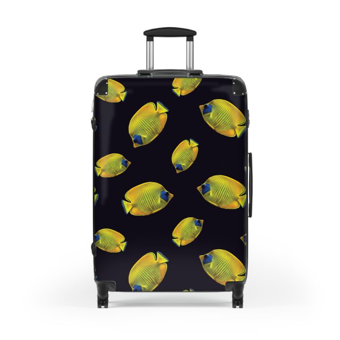 Butterfly Fish suitcase, a durable and stylish travel companion. Crafted with butterfly fish designs, it's perfect for ocean enthusiasts on the go.