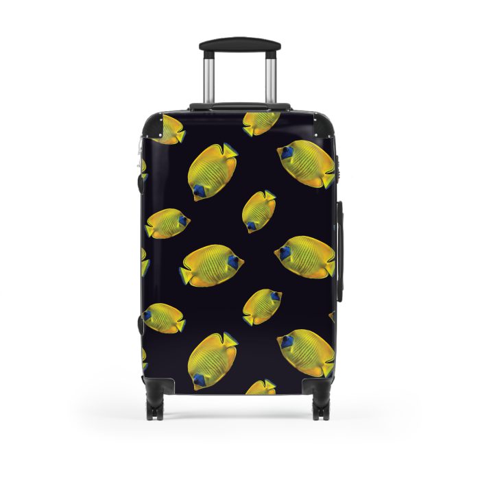 Butterfly Fish suitcase, a durable and stylish travel companion. Crafted with butterfly fish designs, it's perfect for ocean enthusiasts on the go.