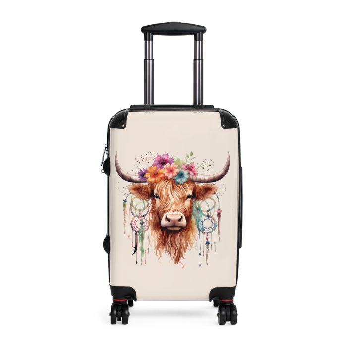 Highland Cow Suitcase - A stylish luggage featuring a charming cow design, perfect for travelers who want to bring a touch of whimsy to their journeys.