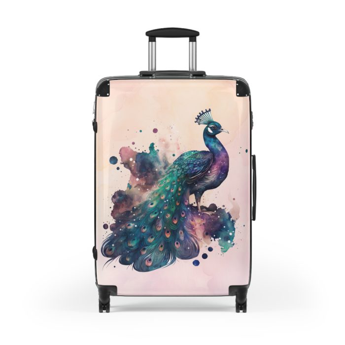 Peacock Suitcase – Stylish and functional luggage adorned with intricate peacock feather design for a touch of elegance on your travels.