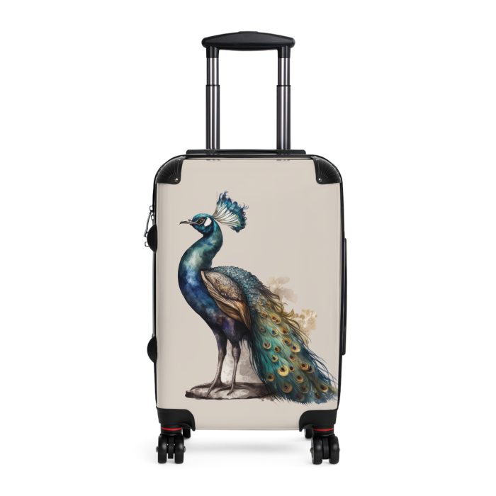 Peacock Suitcase – Stylish and functional luggage adorned with intricate peacock feather design for a touch of elegance on your travels.