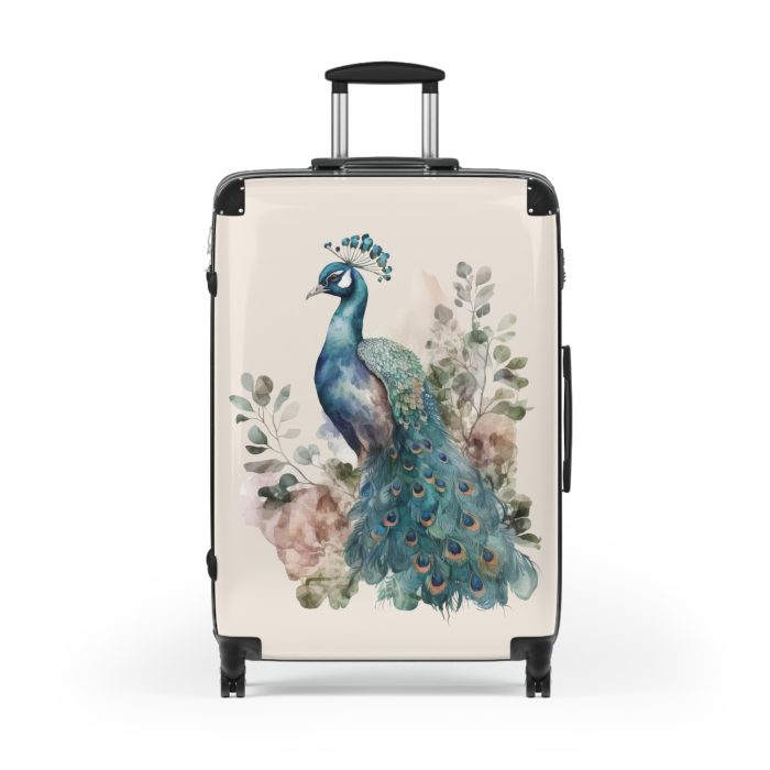 Peacock Suitcase – Stylish and functional luggage adorned with intricate peacock feather design for a touch of elegance on your travels.