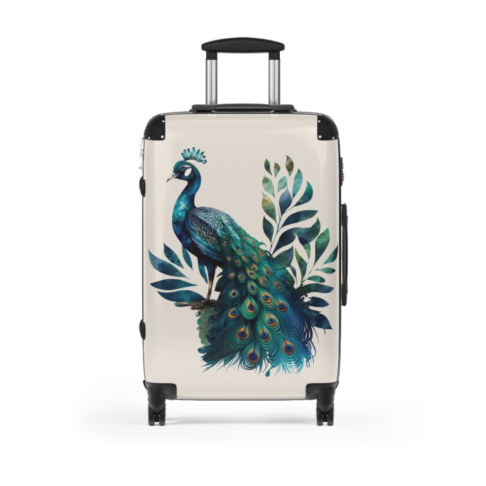 Peacock Suitcase – Stylish and functional luggage adorned with intricate peacock feather design for a touch of elegance on your travels.