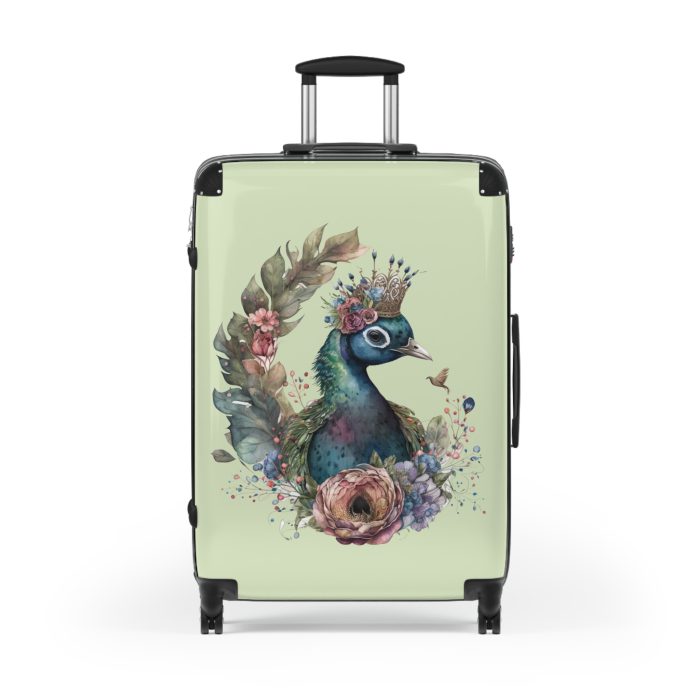 Peacock Suitcase – Stylish and functional luggage adorned with intricate peacock feather design for a touch of elegance on your travels.