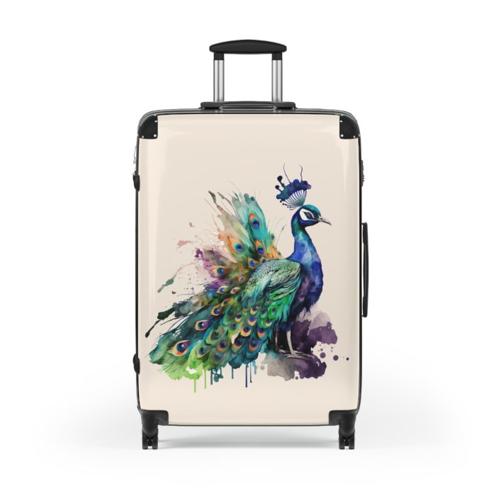 Peacock Suitcase – Stylish and functional luggage adorned with intricate peacock feather design for a touch of elegance on your travels.