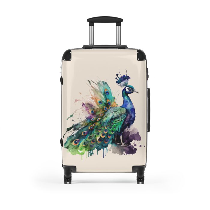 Peacock Suitcase – Stylish and functional luggage adorned with intricate peacock feather design for a touch of elegance on your travels.