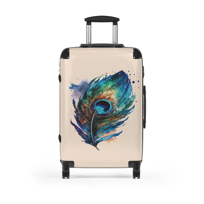 Peacock Suitcase – Stylish and functional luggage adorned with intricate peacock feather design for a touch of elegance on your travels.