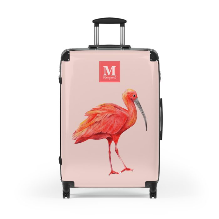 Scarlet Ibis Custom Suitcase - Personalize your travels with vibrant elegance, featuring a striking scarlet ibis design for a bold and tropical charm.