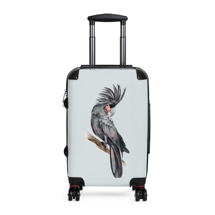 Palm Parrot Suitcase - Elevate your travels with vibrant elegance, featuring a charming parrot design against lush palm leaves for a tropical charm.