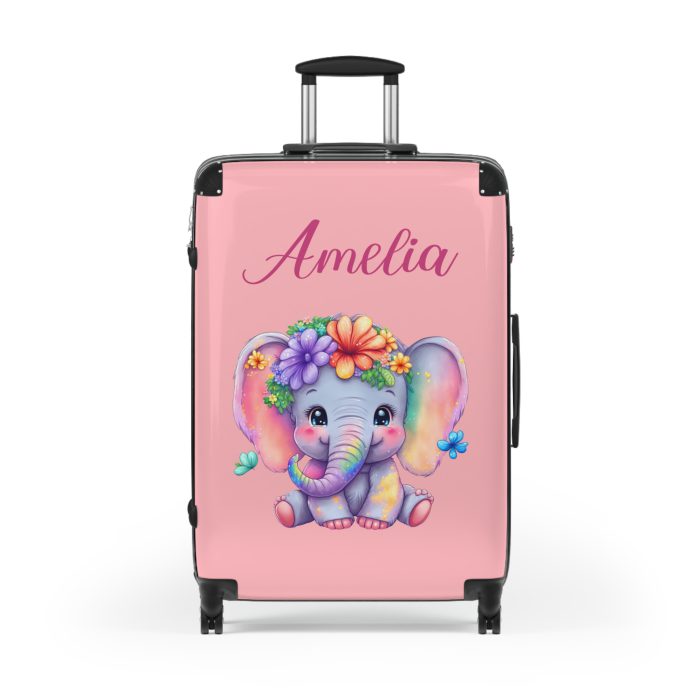 Custom Baby Elephant Suitcase - Personalized kids' luggage with a charming elephant design, the perfect travel companion.