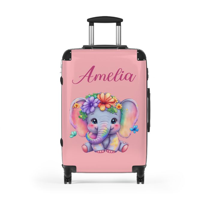 Custom Baby Elephant Suitcase - Personalized kids' luggage with a charming elephant design, the perfect travel companion.