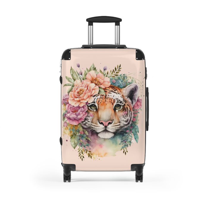 Floral Tiger Suitcase - A stylish fusion of wild tiger motifs and delicate floral patterns for the nature-inspired traveler.