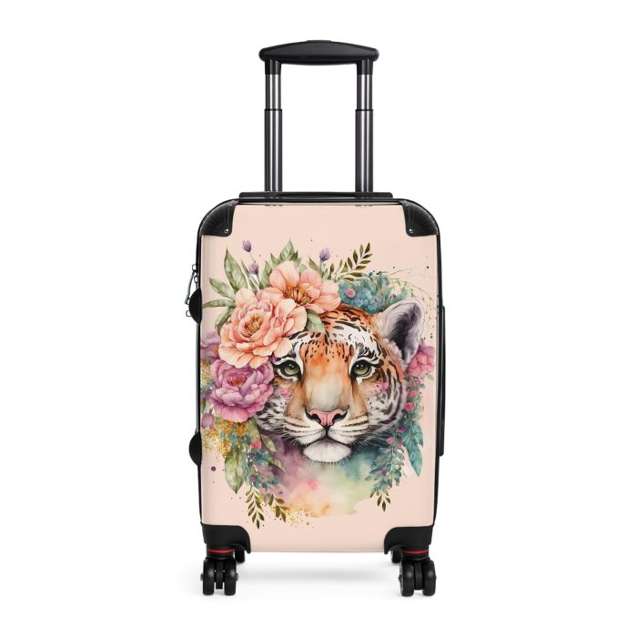 Floral Tiger Suitcase - A stylish fusion of wild tiger motifs and delicate floral patterns for the nature-inspired traveler.