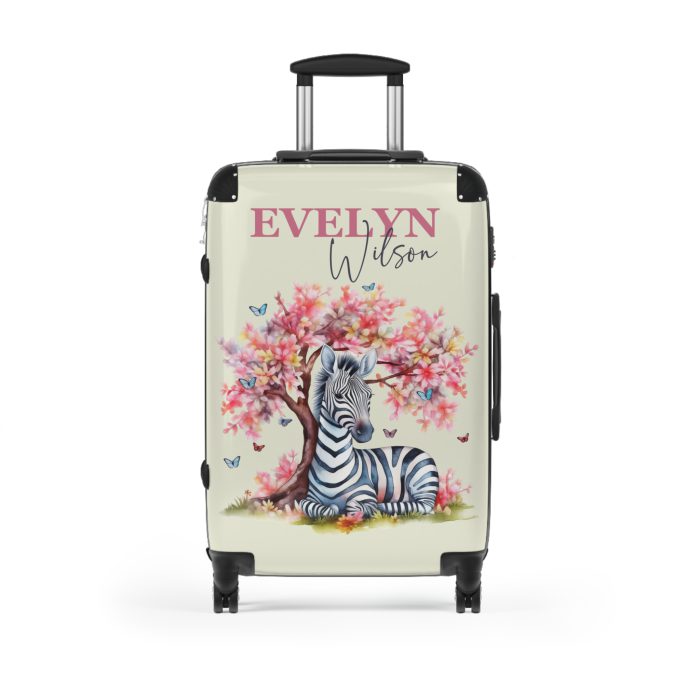 Zebra Custom Suitcase - A unique and personalized travel companion featuring a striking zebra design for a touch of wild elegance.