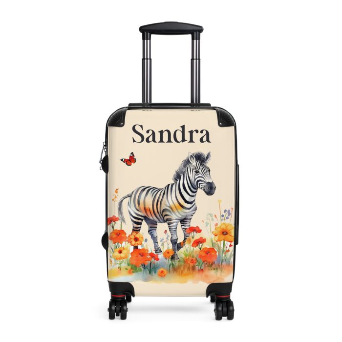 Zebra Custom Suitcase - A unique and personalized travel companion featuring a striking zebra design for a touch of wild elegance.